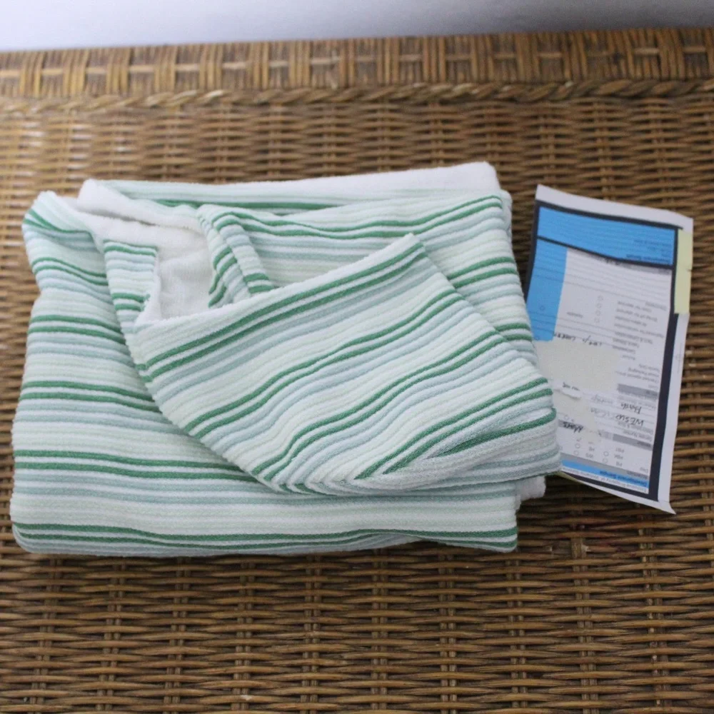 Williams Sonoma Hooded Wrap Towel – Green & Ivory Stripe